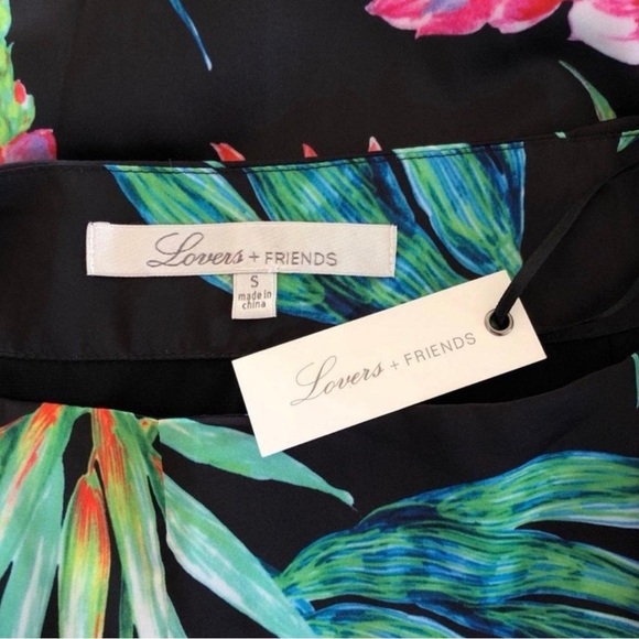 NWT Lovers + Friends Women’s‎ Black Floral Tropical Cropped Top Midi Skirt Small - Picture 4 of 8